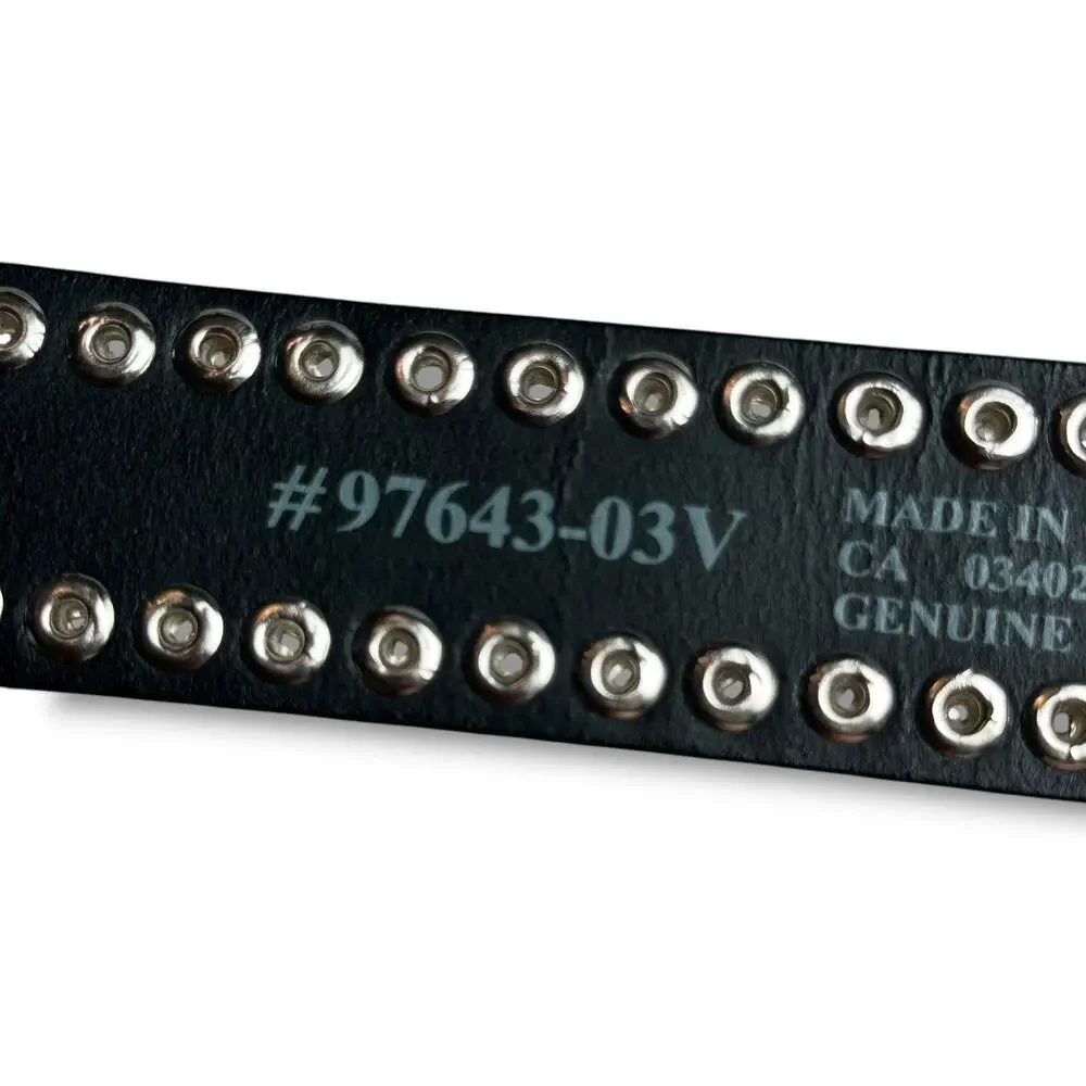 Vintage 90s Y2K Harley Davidson Studded Black Leather Belt Biker Sz 30